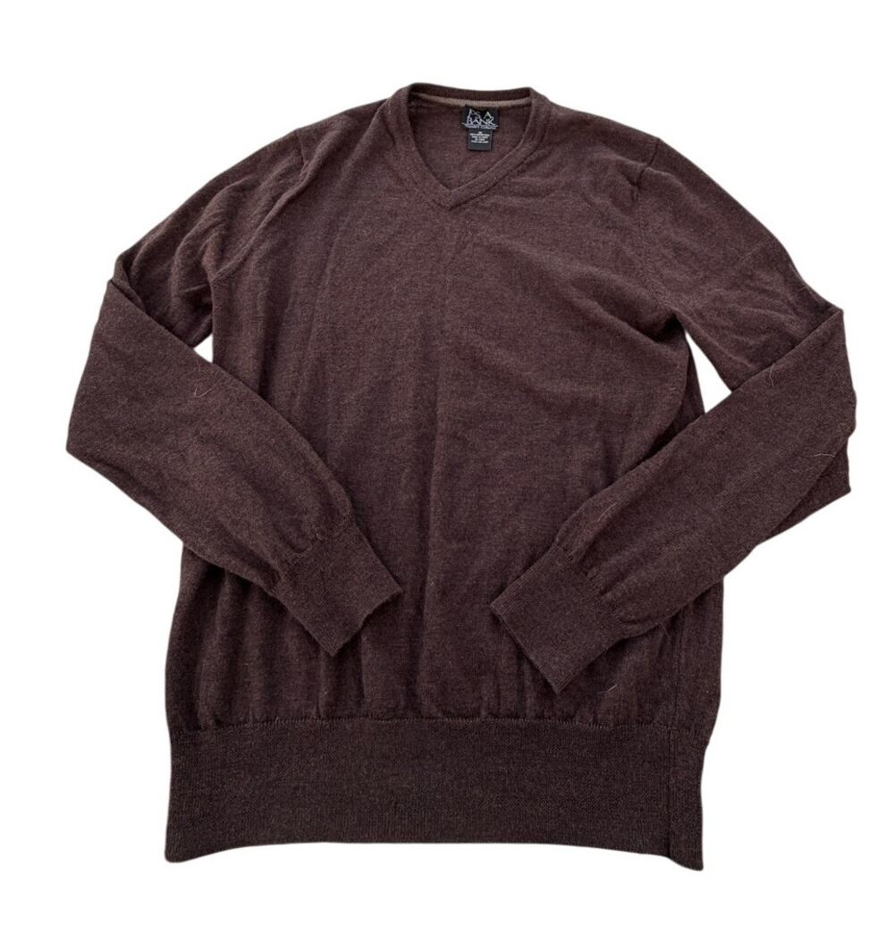 Jos. A. Banks 100% Merino Wool V-Neck Sweater - Brown - Size Medium